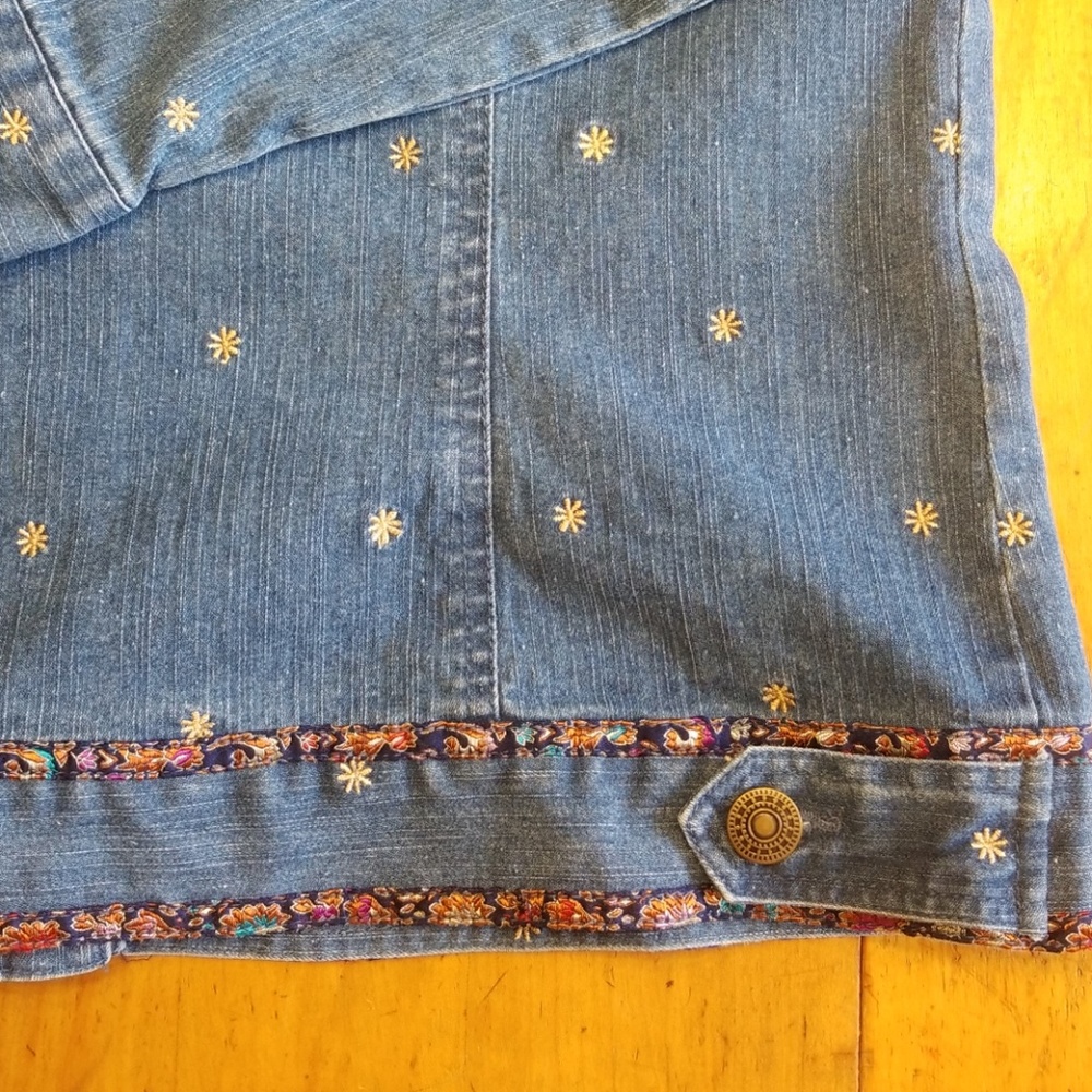 Hearts Of Palm Embroidered Denim Jacket Sz 14 - Picture 7 of 8